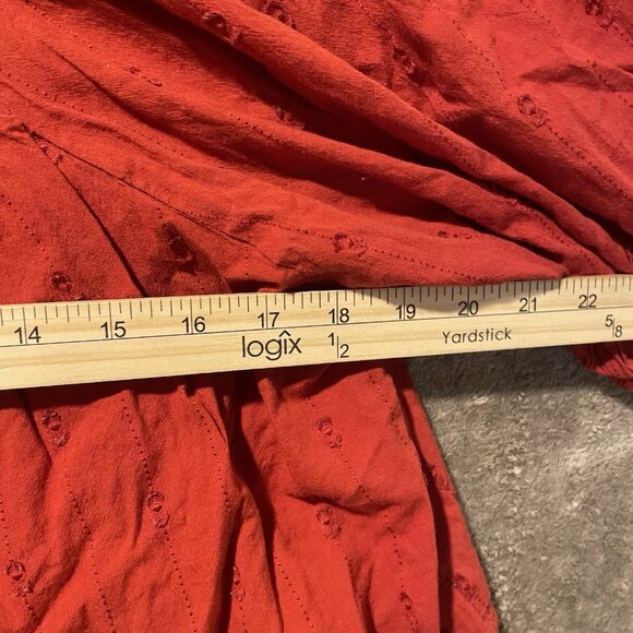 Universal Thread Blouse Womens Large Puff Sleeve Embroidered Burnt Orange Red - Picture 8 of 9